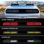 2008-2014 Dodge Challenger Sequential LED Turn Signal Tail Lights (Black Housing / Smoked Lens / White Bars)