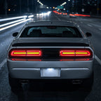 2008-2014 Dodge Challenger Sequential LED Turn Signal Tail Lights (Black Housing / Smoked Lens / White Bars)