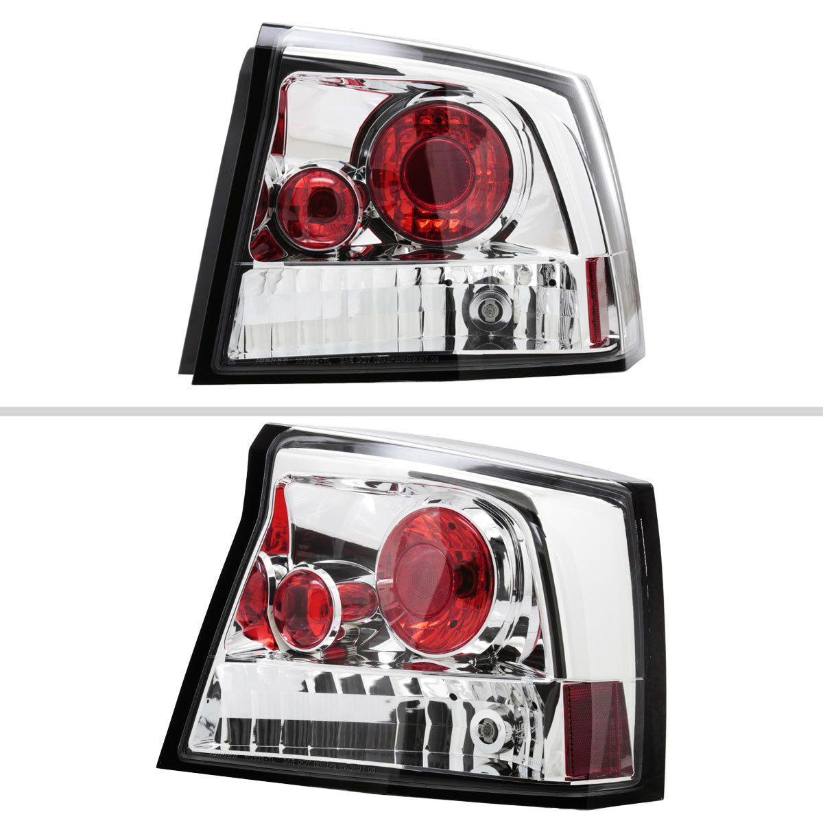 2005-2008 Dodge Charger LX Tail Lights (Chrome Housing / Clear Lens)