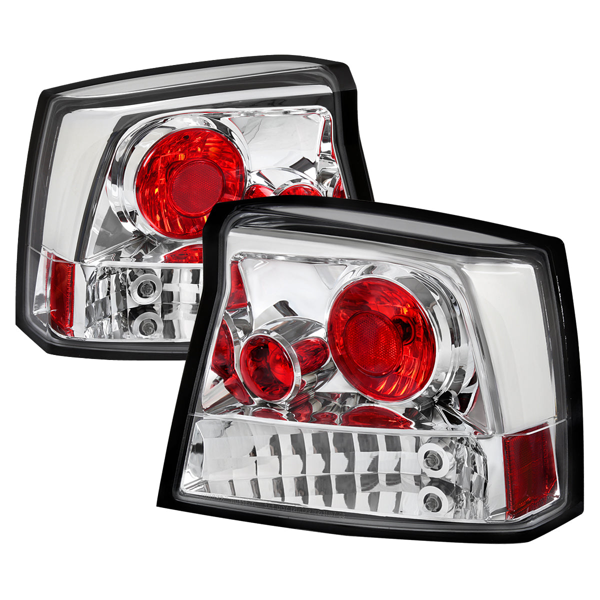 2005-2008 Dodge Charger LX Tail Lights (Chrome Housing / Clear Lens)