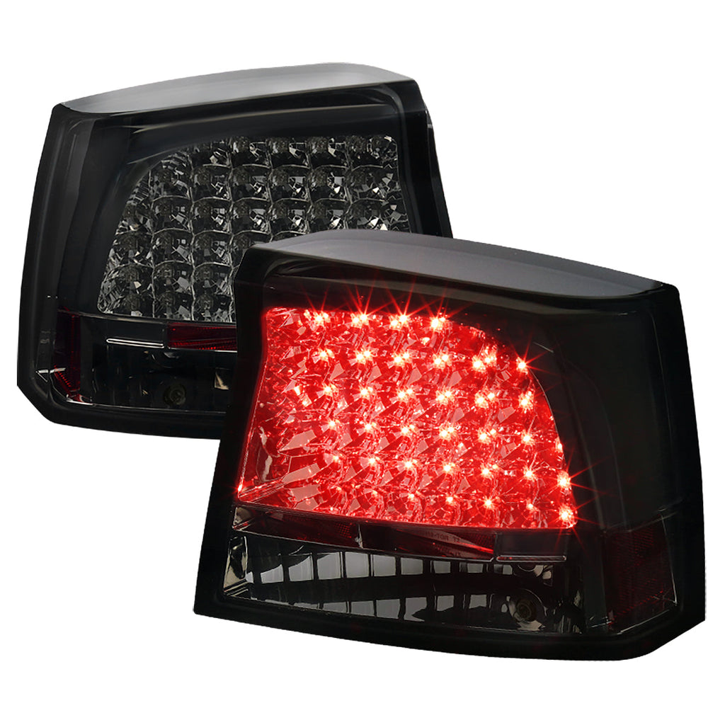 2005-2010 Dodge Charger LX LED Tail Lights (Chrome Housing / Smoked Lens)