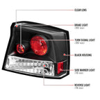 2005-2010 Dodge Charger LX Tail Lights (Matte Black Housing / Clear Lens)