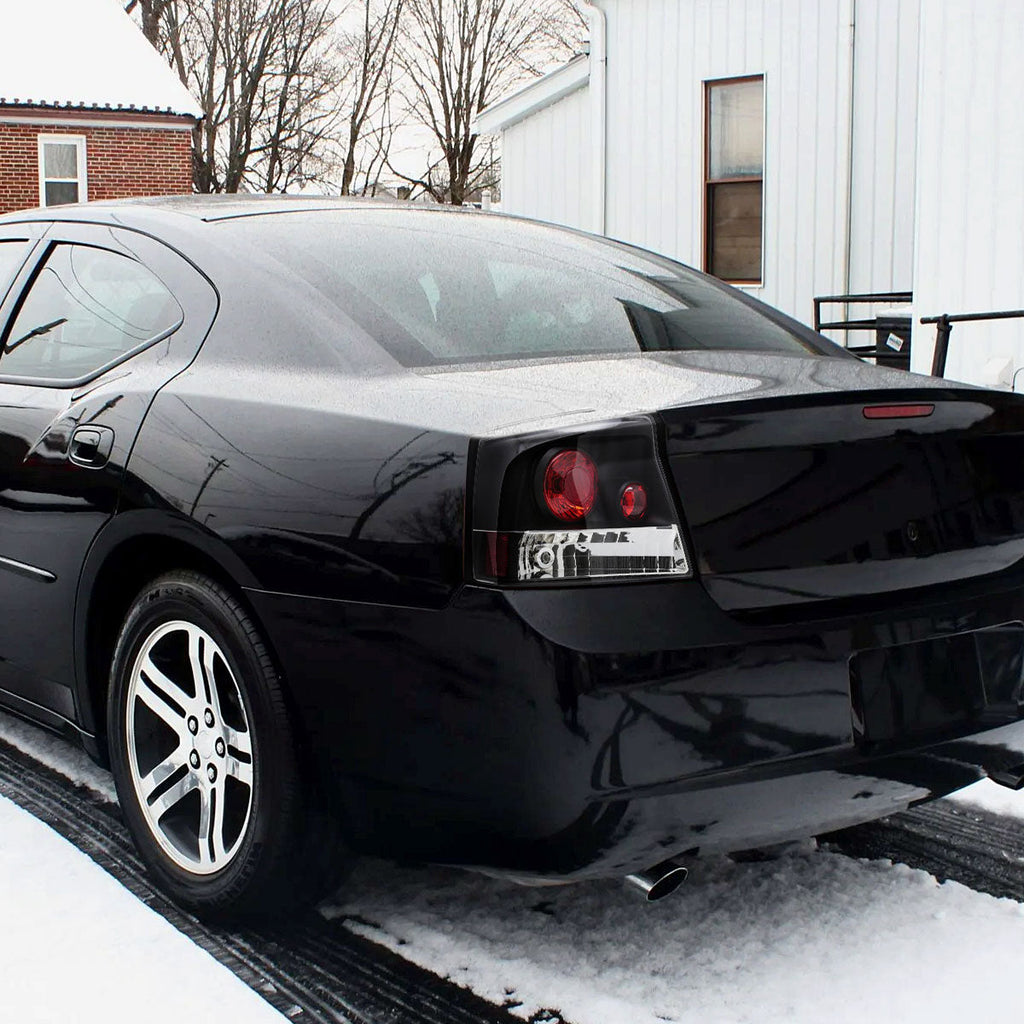 2005-2010 Dodge Charger LX Tail Lights (Matte Black Housing / Clear Lens)