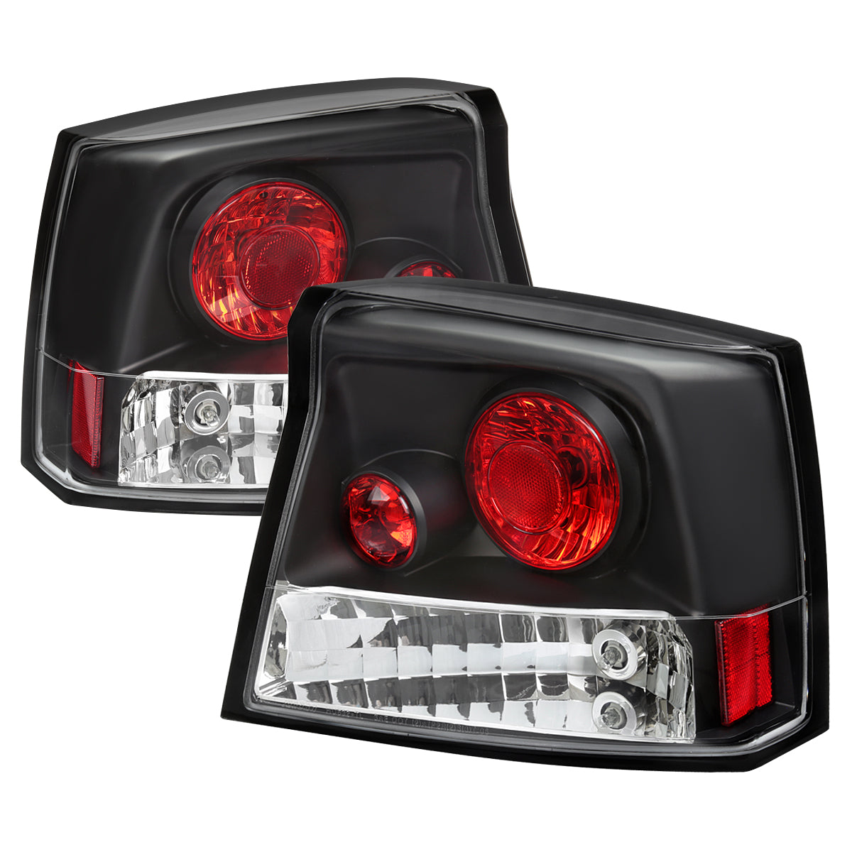 2005-2010 Dodge Charger LX Tail Lights (Matte Black Housing / Clear Lens)