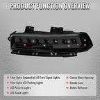 2014-2015 Chevrolet Camaro 5th Gen Full LED Sequential Tail Lights (Glossy Black Housing / Smoked Lens)
