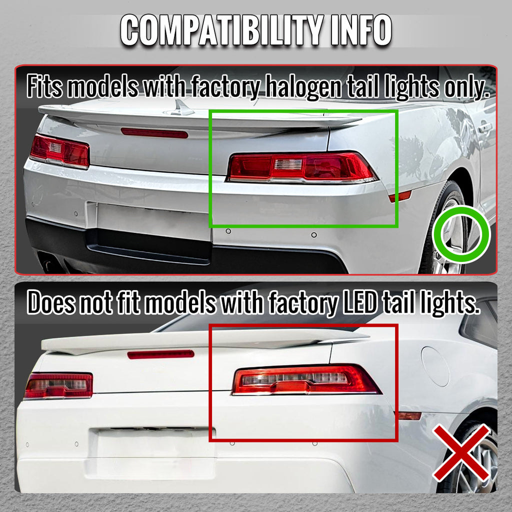 2014-2015 Chevrolet Camaro 5th Gen Full LED Sequential Tail Lights (Glossy Black Housing / Smoked Lens)