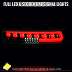 2014-2015 Chevrolet Camaro 5th Gen Full Red LED Sequential Tail Lights (Jet Black Housing / Clear Lens)