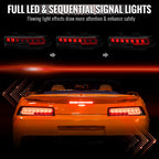 2014-2015 Chevrolet Camaro 5th Gen Full Red LED Sequential Tail Lights (Jet Black Housing / Clear Lens)