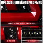 2014-2015 Chevrolet Camaro 5th Gen Full Red LED Sequential Tail Lights (Jet Black Housing / Clear Lens)