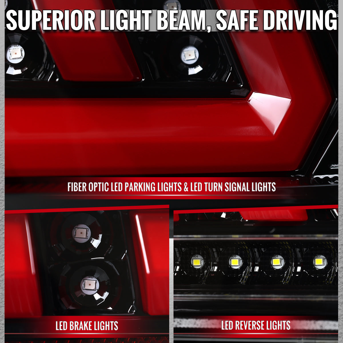 2014-2015 Chevrolet Camaro 5th Gen Full Red LED Sequential Tail Lights (Jet Black Housing / Clear Lens)