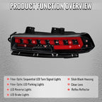 2014-2015 Chevrolet Camaro 5th Gen Full Red LED Sequential Tail Lights (Jet Black Housing / Clear Lens)