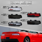 2014-2015 Chevrolet Camaro 5th Gen Full Red LED Sequential Tail Lights (Jet Black Housing / Clear Lens)