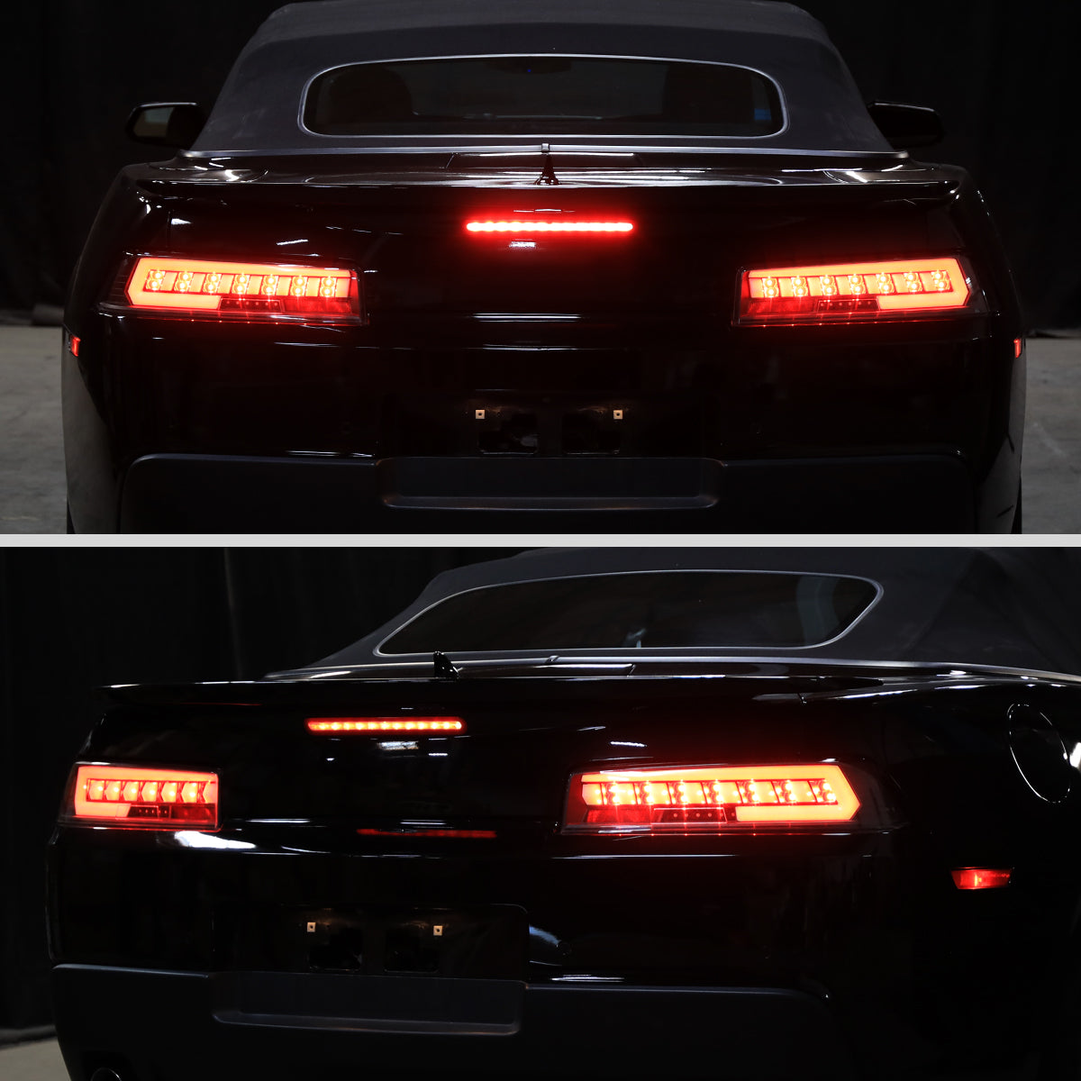 2014-2015 Chevrolet Camaro 5th Gen Full Red LED Sequential Tail Lights (Jet Black Housing / Clear Lens)