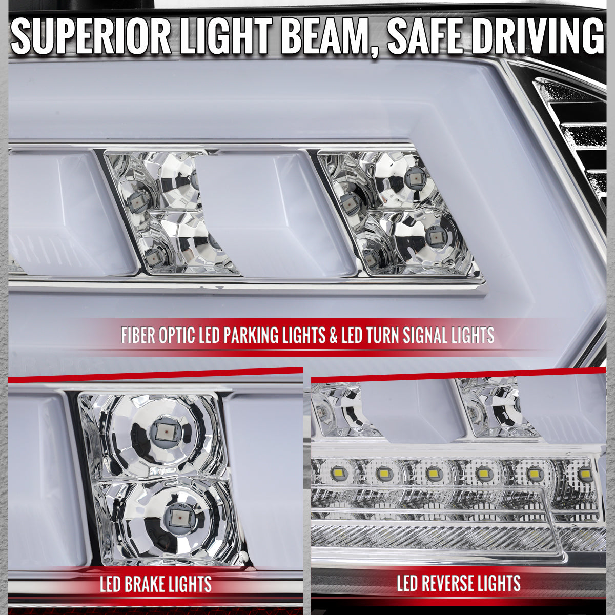 2014-2015 Chevrolet Camaro 5th Gen Full LED Sequential Tail Lights (Chrome Housing / Clear Lens)