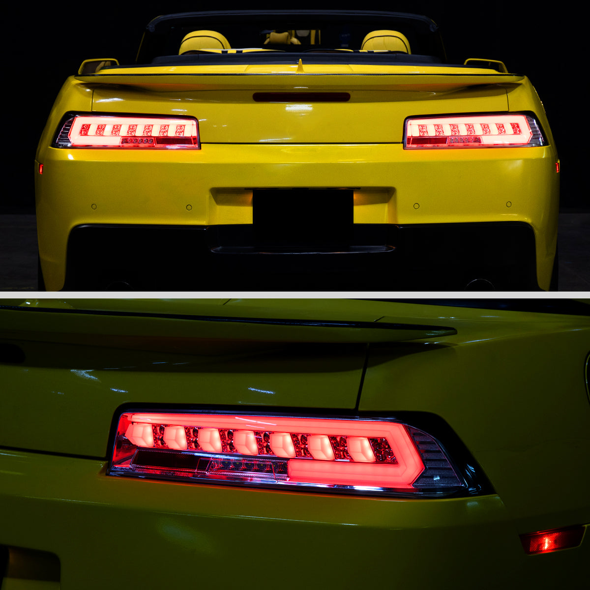 2014-2015 Chevrolet Camaro 5th Gen Full LED Sequential Tail Lights (Chrome Housing / Clear Lens)