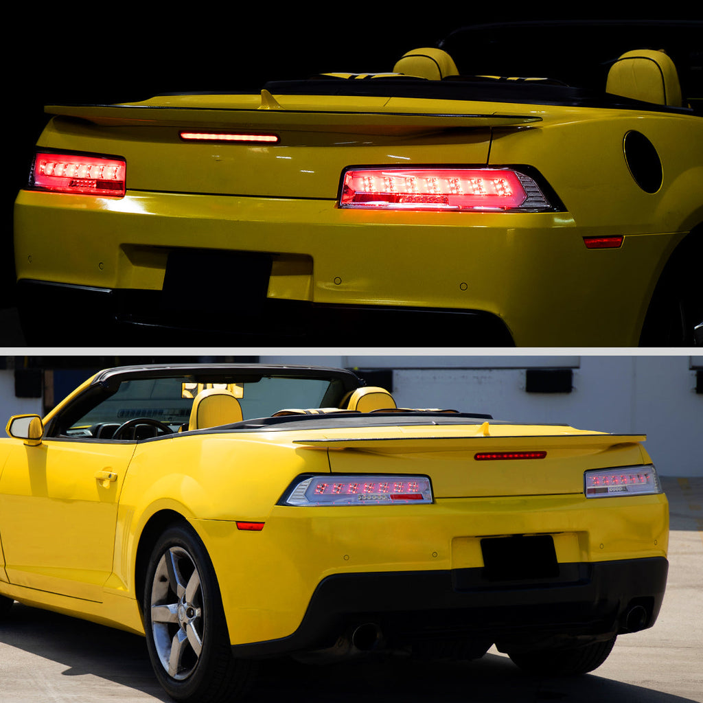 2014-2015 Chevrolet Camaro 5th Gen Full LED Sequential Tail Lights (Chrome Housing / Clear Lens)