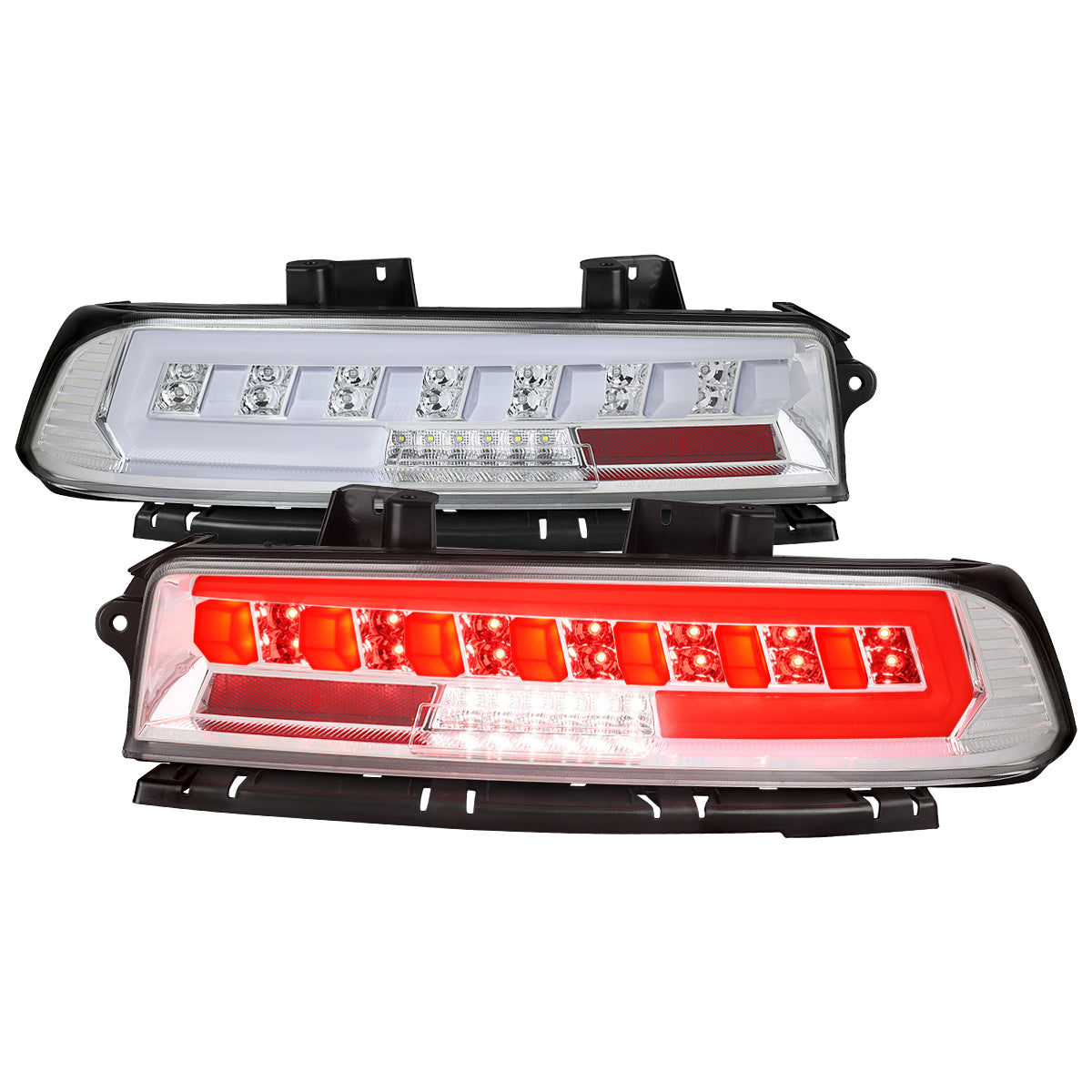 2014-2015 Chevrolet Camaro 5th Gen Full LED Sequential Tail Lights (Chrome Housing / Clear Lens)