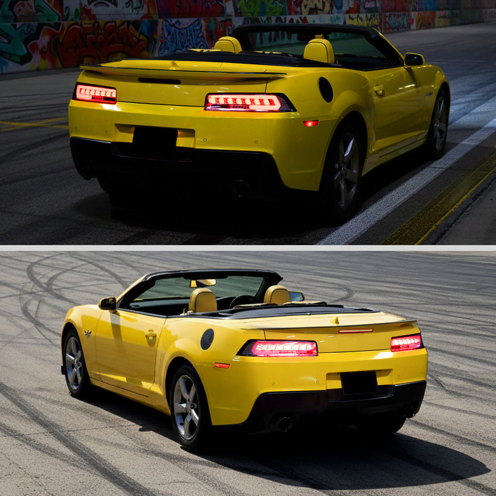 2014-2015 Chevrolet Camaro 5th Gen Full LED Sequential Tail Lights (Chrome Housing / Smoked Lens)
