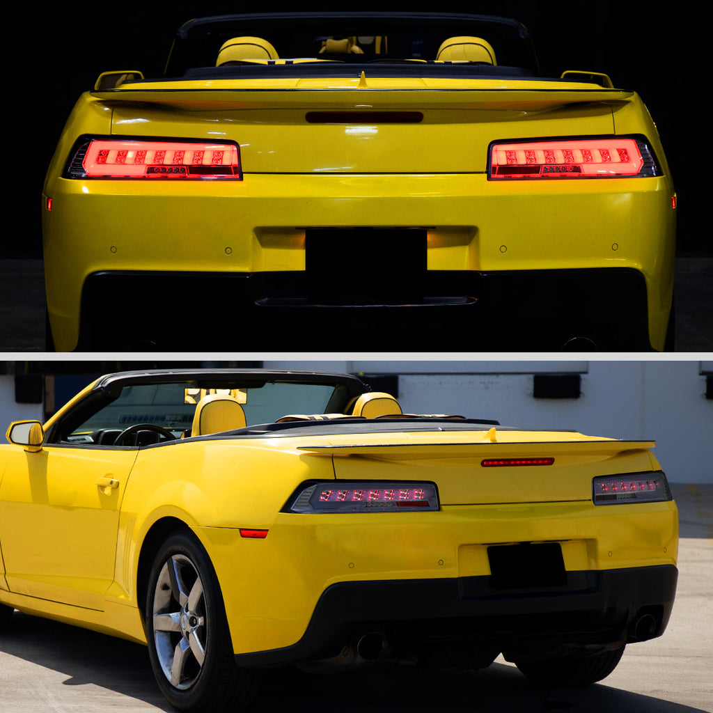 2014-2015 Chevrolet Camaro 5th Gen Full LED Sequential Tail Lights (Chrome Housing / Smoked Lens)