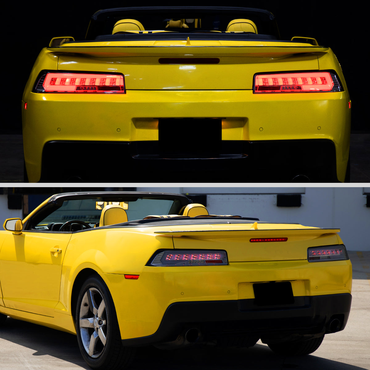 2014-2015 Chevrolet Camaro 5th Gen Full LED Sequential Tail Lights (Chrome Housing / Smoked Lens)