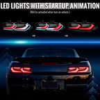2014-2015 Chevrolet Camaro 5th Gen Sequential LED Turn Signal C8-Style Tail Lights (Black Housing / Clear Lens)