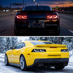 2014-2015 Chevrolet Camaro 5th Gen Sequential LED Turn Signal C8-Style Tail Lights (Black Housing / Clear Lens)