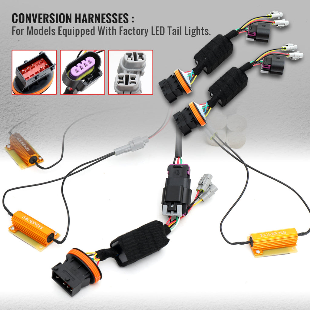 2014-2015 Chevrolet Camaro 5th Gen Sequential LED Turn Signal C8-Style Tail Lights (Black Housing / Clear Lens)
