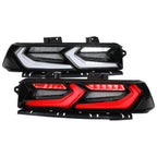 2014-2015 Chevrolet Camaro 5th Gen Sequential LED Turn Signal C8-Style Tail Lights (Black Housing / Clear Lens)
