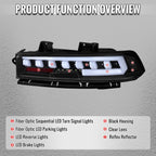 2014-2015 Chevrolet Camaro 5th Gen Full LED Sequential Tail Lights (Black Housing / Clear Lens)