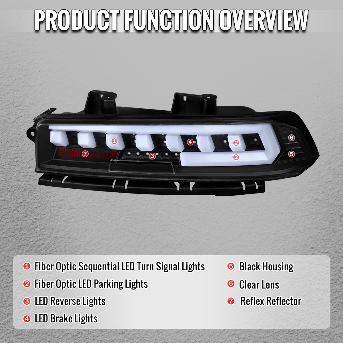 2014-2015 Chevrolet Camaro 5th Gen Full LED Sequential Tail Lights (Black Housing / Clear Lens)