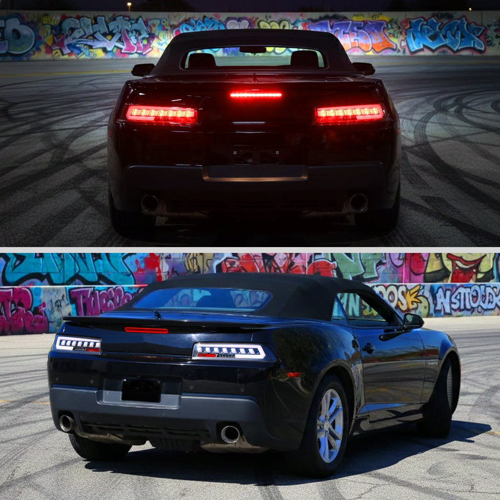 2014-2015 Chevrolet Camaro 5th Gen Full LED Sequential Tail Lights (Black Housing / Clear Lens)