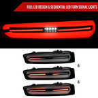 2016-2018 Chevrolet Camaro 6th Gen Full LED Sequential Tail Lights (Glossy Black Housing / Smoked Lens)