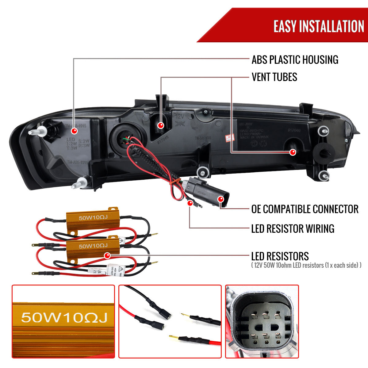 2016-2018 Chevrolet Camaro 6th Gen Full LED Sequential Tail Lights (Glossy Black Housing / Smoked Lens)