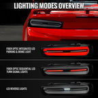 2016-2018 Chevrolet Camaro 6th Gen Full LED Sequential Tail Lights (Glossy Black Housing / Smoked Lens)