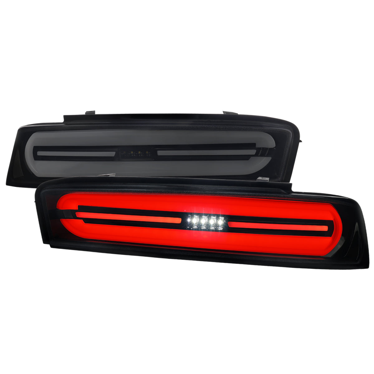 2016-2018 Chevrolet Camaro 6th Gen Full LED Sequential Tail Lights (Glossy Black Housing / Smoked Lens)