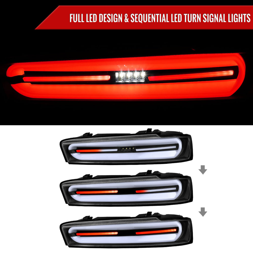 2016-2018 Chevrolet Camaro 6th Gen Full LED Sequential Tail Lights (Black Housing / Clear Lens)