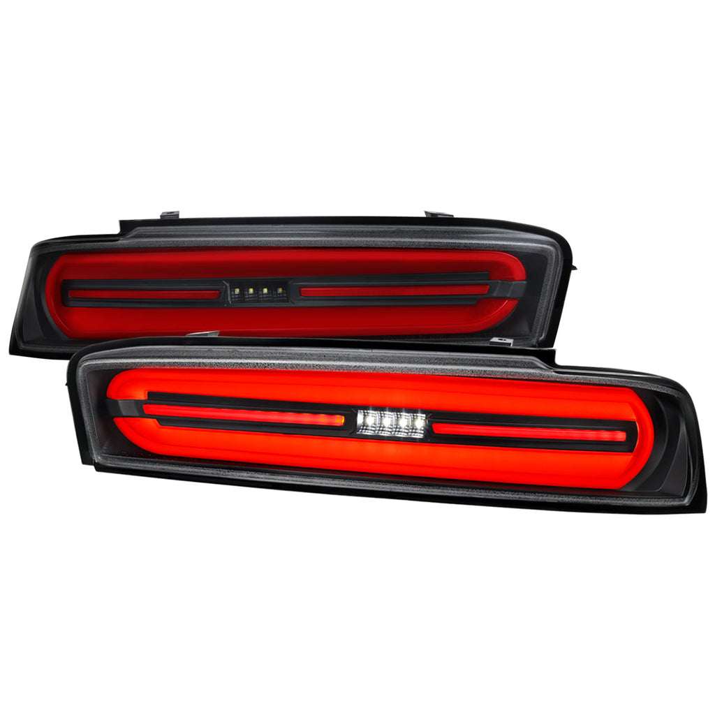 2016-2018 Chevrolet Camaro 6th Gen Full Red LED Sequential Tail Lights (Black Housing / Clear Lens)