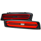 2016-2018 Chevrolet Camaro 6th Gen Full Red LED Sequential Tail Lights (Black Housing / Clear Lens)