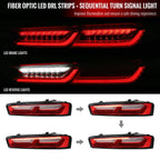 2016-2018 Chevrolet Camaro 6th Gen Sequential LED Tail Lights (Chrome Housing / Red Lens)