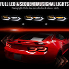 2019-2024 Chevrolet Camaro 6th Gen Sequential LED Turn Signal C8-Style Tail Lights (Black Housing / Clear Lens)
