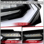 2019-2024 Chevrolet Camaro 6th Gen Sequential LED Turn Signal C8-Style Tail Lights (Black Housing / Clear Lens)