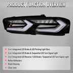 2019-2024 Chevrolet Camaro 6th Gen Sequential LED Turn Signal C8-Style Tail Lights (Black Housing / Clear Lens)