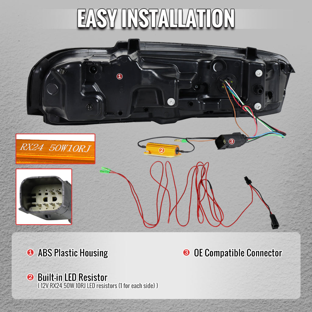 2019-2024 Chevrolet Camaro 6th Gen Sequential LED Turn Signal C8-Style Tail Lights (Black Housing / Clear Lens)