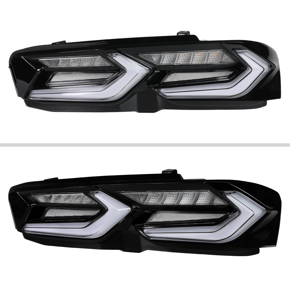 2019-2024 Chevrolet Camaro 6th Gen Sequential LED Turn Signal C8-Style Tail Lights (Black Housing / Clear Lens)