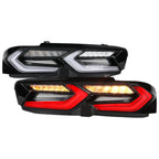 2019-2024 Chevrolet Camaro 6th Gen Sequential LED Turn Signal C8-Style Tail Lights (Black Housing / Clear Lens)