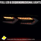 2019-2024 Chevrolet Camaro 6th Gen Sequential LED Turn Signal C8-Style Tail Lights (Black Housing / Smoked Lens)
