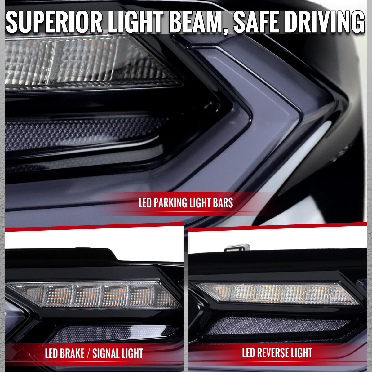 2019-2024 Chevrolet Camaro 6th Gen Sequential LED Turn Signal C8-Style Tail Lights (Black Housing / Smoked Lens)