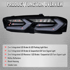 2019-2024 Chevrolet Camaro 6th Gen Sequential LED Turn Signal C8-Style Tail Lights (Black Housing / Smoked Lens)