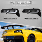 2014-2019 Chevrolet Corvette C7 Sequential LED Turn Signal C8-Style Tail Lights (Black Housing / Clear Lens)