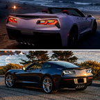 2014-2019 Chevrolet Corvette C7 Sequential LED Turn Signal C8-Style Tail Lights (Black Housing / Clear Lens)